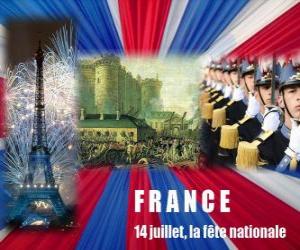 July 14, the French national holiday commemorating the storming of the Bastille on July 14, 1789 puzzle