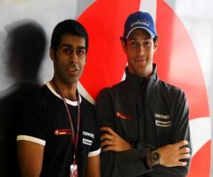 Karun Chandhok and Bruno Senna, drivers of the Team Hispania Racing puzzle