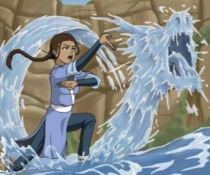 Katara is a powerful water - bender that accompanies Aang with his brother Sokka puzzle