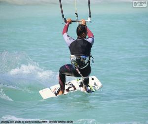 Kitesurfing or kiteboarding puzzle