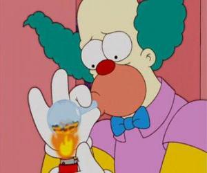 Krusty the Clown in a scene from his show on TV puzzle