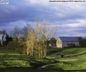 Landscape with a farm barn puzzle