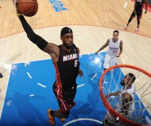 Lebron James going for a slam dunk puzzle