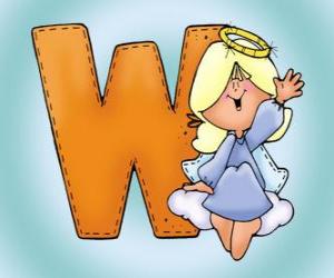 Letter W with an angel puzzle