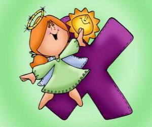 Letter X with an angel puzzle