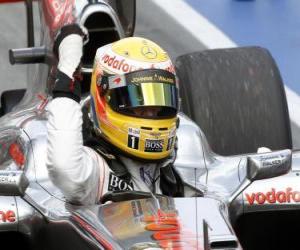 Lewis Hamilton celebrates his victory in Montreal, Canada 2010 Grand Prix puzzle