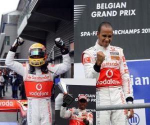 Lewis Hamilton celebrates his victory at Spa-Francorchamps, Belgium Grand Prix 2010 puzzle