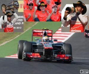 Lewis Hamilton celebrates his victory at the Grand Prix of United States 2012 puzzle