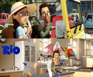 Linda and Tulio, humans in the film Rio puzzle