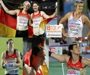 Linda Stahl champion in the javelin, Barbora Spotakova and Christina Obergfoll (2nd and 3rd) of the European Athletics Championships Barcelona 2010 puzzle