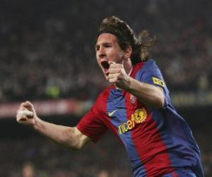 Lionel Messi celebrating a goal puzzle