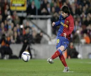 Lionel Messi kicking a ball puzzle