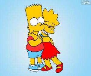 Lisa and Bart embraced each other as good brothers puzzle