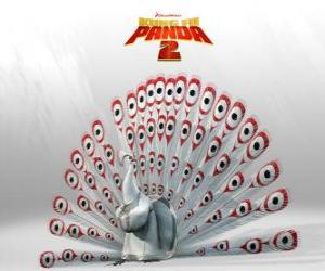 Lord Shen, an albino peacock is the main enemy in the adventures of the movie Kung Fu Panda 2 puzzle