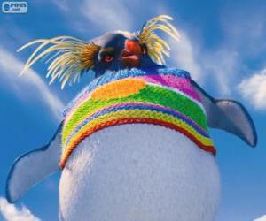 Lovelace, a strange penguin with a colored wool sweater, Happy Feet 2 puzzle