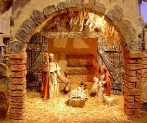 Main Nativity scene with the Holy Family in a barn puzzle