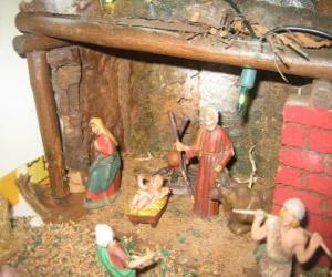 Main Nativity scene with the Holy Family in a barn puzzle