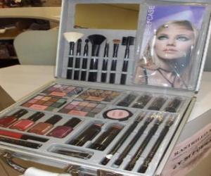 Makeup case with brushes and blushers puzzle