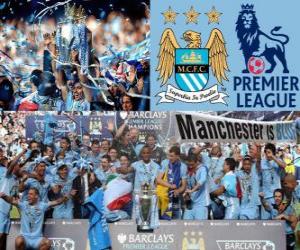 Manchester City, champion Premier League 2011-2012, Football League from England puzzle