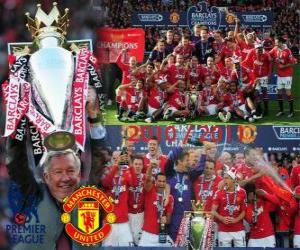 Manchester United, champion of the english football league. Premier League 2010-2011 puzzle