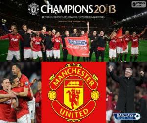 Manchester United, champion Premier League 2012-2013, Football League from England puzzle