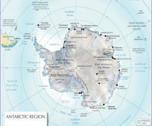 Map of Antarctica. The South Pole is on the Antarctic continent puzzle