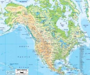 Map of North America. North America comprising the countries of Canada, United States and Mexico puzzle