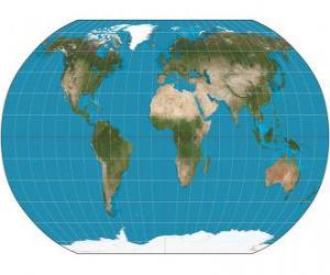 Map of the Earth. Map with the Robinson projection which allows the representation of the whole world puzzle