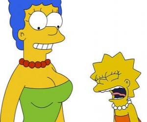 Marge cries surprised seeing Lisa puzzle