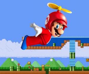 Mario flying with the hull with propeller puzzle