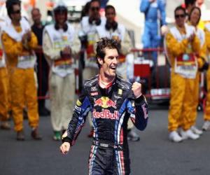 Mark Webber celebrated his victory at Circuit de Catalunya, Spain Grand Prix (2010) puzzle