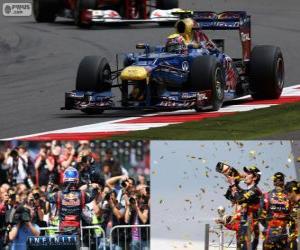 Mark Webber celebrates his wictory in the British Grand Prix 2012 puzzle