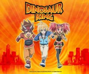 Max, Rex and Zoe, the experts on dinosaurs and the protagonists of the serie Dinosaur King puzzle