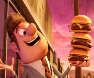 Mayor happy with three burgers in hand puzzle