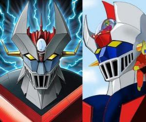 Mazinger Z, images of the head of the Super Robot puzzle