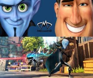 Megamind and Metro Man in a fight puzzle