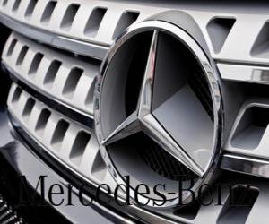 Mercedes logo, Mercedes-Benz, German brand vehicles. Three-pointed star of Mercedes puzzle