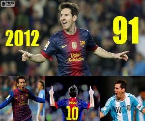 Messi finishes 2012 with 91 goals puzzle