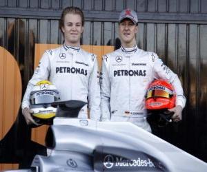 Michael Schumacher and Nico Rosberg, Mercedes Team drivers GP puzzle
