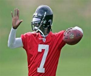 Michael Vick in action, ready to attempt a forward pass puzzle