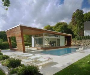 Modern family house with pool puzzle