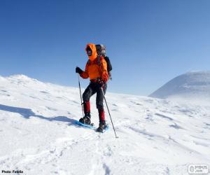 Mountaineer during a crossing puzzle