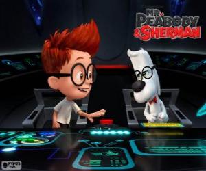 Mr. Peabody and Sherman in his time machine puzzle