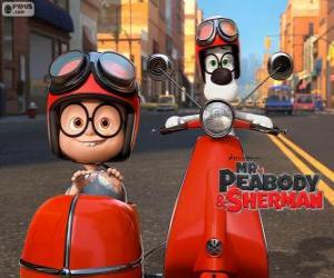 Mr. Peabody and Sherman on the motorcycle with sidecar puzzle