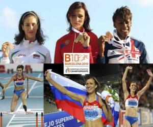 Natalia Antiuj 400m hurdles champion, Vania Stambolova and Shakes-Drayton Perri (2nd and 3rd) of the European Athletics Championships Barcelona 2010 puzzle