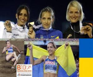 Olha Saladuha triple jump champion, Simona La Mantia, Svetlana Bolshakov (2nd and 3rd) of the European Athletics Championships Barcelona 2010 puzzle