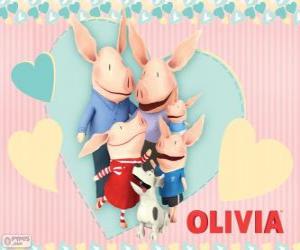 Olivia the piglet with her family puzzle