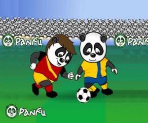 Panfu pandas playing football puzzle
