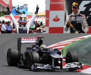 Pastor Maldonado celebrates his victory in the Grand Prix of Spain (2012) puzzle