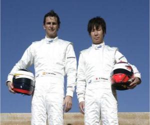 Pedro Martinez de la Rosa and Kamui Kobayashi, pilots BMW Sauber F1 Team puzzle